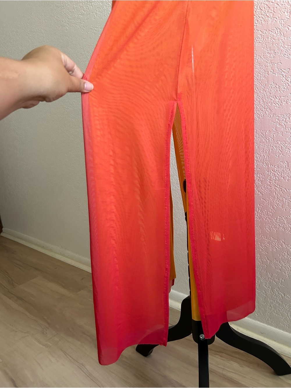 Caroline Constas Sunset Ombre Orange Gradient Mesh Sleeveless Coverup Maxi Dress - Picture 5 of 7